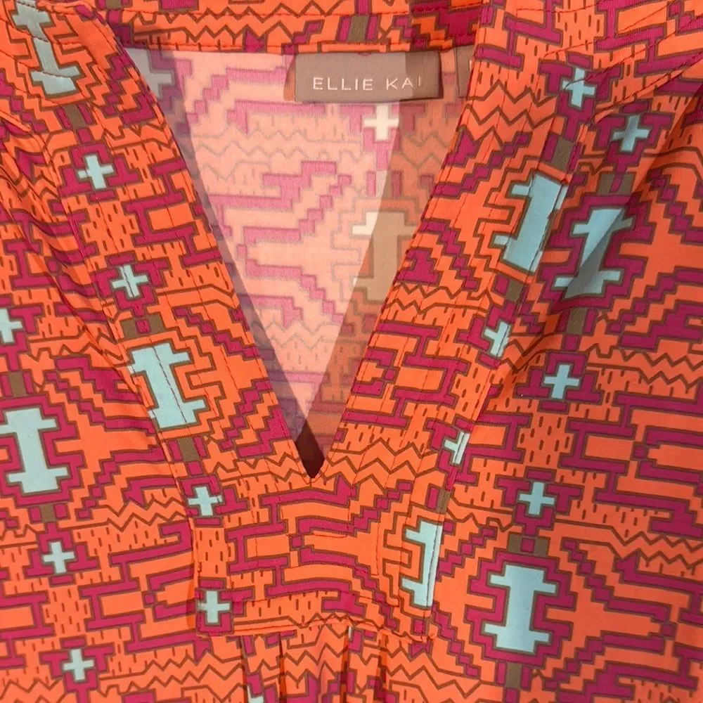 Coral V-Neck Sleeveless Wrap Maxi Dress by (Ellie Kai) size M - Picture 12 of 15